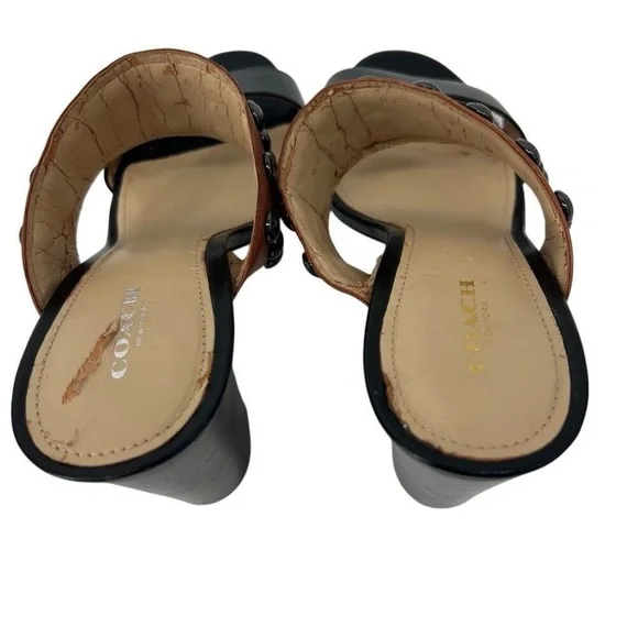 Coach Olivia Studded Leather‎ Heeled Sandals Shoes 9.5 Womens - Picture 4 of 7